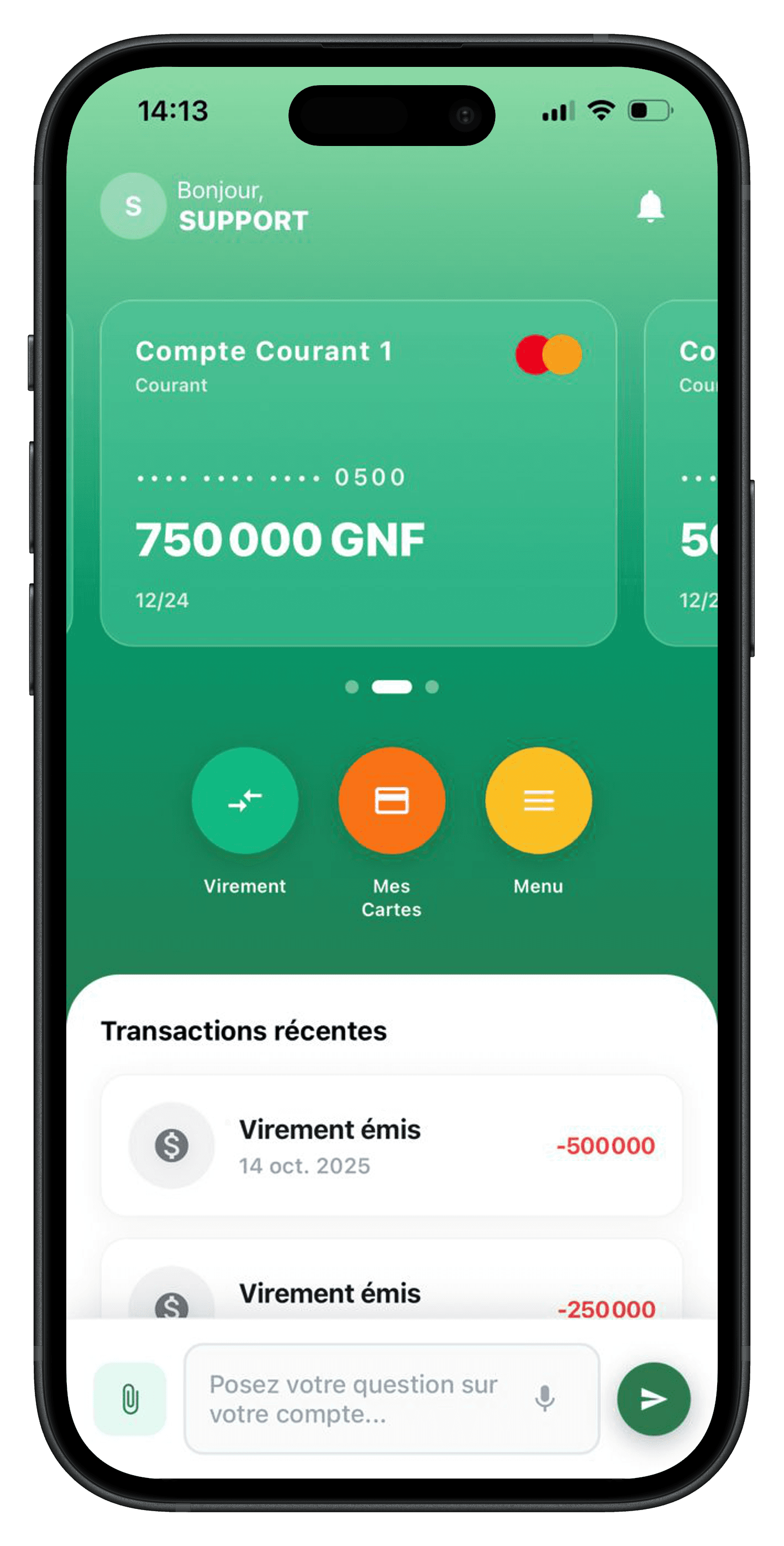 Application mobile — tableau de bord